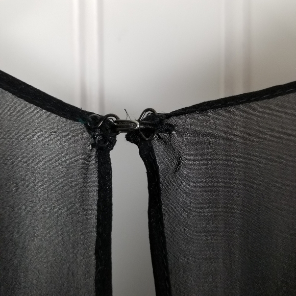 Xscape Joanna Chen Corset Top Sheer Sleeves Boning Black Size 4 Petite Mobwife - Picture 6 of 11